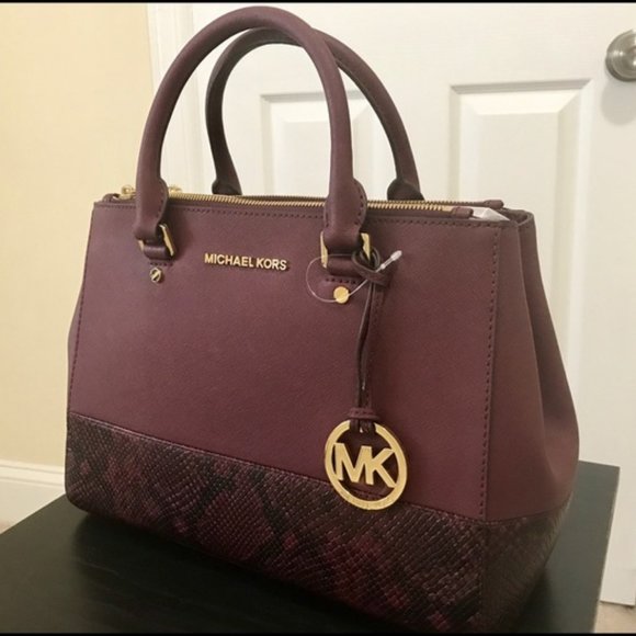 Michael Kors Sutton Colorblock Python Med Satchel - Picture 4 of 6